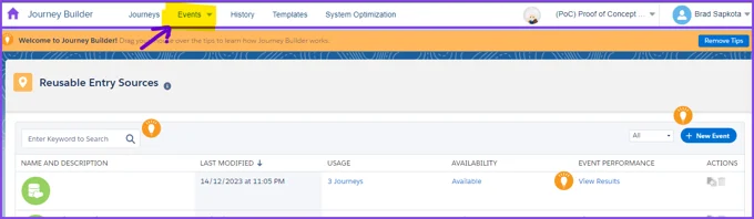 Screenshot: Reusable Entry Source in Journey Builder.