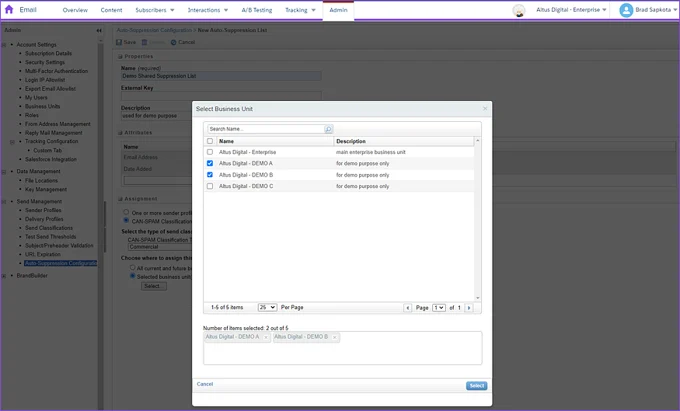 Reference: Demo Auto-Suppression List Configuration